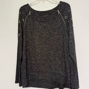 Always Indigo Heathered Charcoal Shirt with Eyelet and Zipper Details